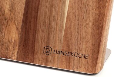 Hansekitchen Knife Holder Magnetic – Magnetic Knife Block Made of Acacia Wood, High-Quality Knife Board with Magnet, Magnetic Knife Holder without Knives - with Magnetic Strip (Brown)