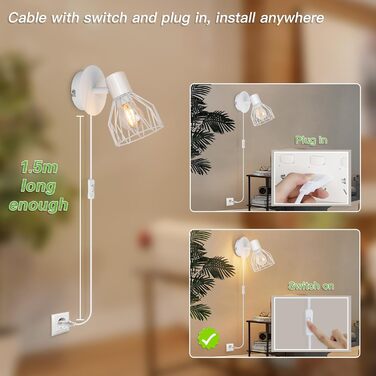 LED настінний світильник Kimjo з акумулятором, диммування, таймер, E14, 2 шт. (білий)