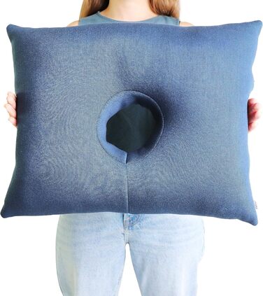 KMINA - Pillow with Ear Hole, Piercing Ear Pillow, Donut for Ear Piercing Reusable, Sleeping, Chondrodermatitis Blue - Made in Europe