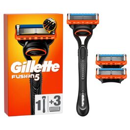 Чоловіча бритва Gillette Fusion5, металева, чорна (1 станок + 3 змінні касети)