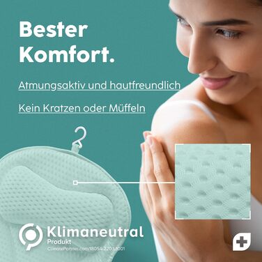 Vesta+ L Bath Pillow with Suction Cups - Tested Winner - Neck & Back Support for Bathtub - Non-Slip Bath Cushion for Bathtub & Shower (Mint)