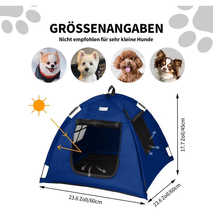 Водонепроникне намет-будиночок для собак та котів, Типi, для внутрiшнього та зовнiшнього використання, блу/S