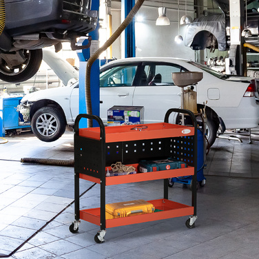 HOMCOM Workbench, 220 lbs load capacity, red, ideal for garage, stable & versatile