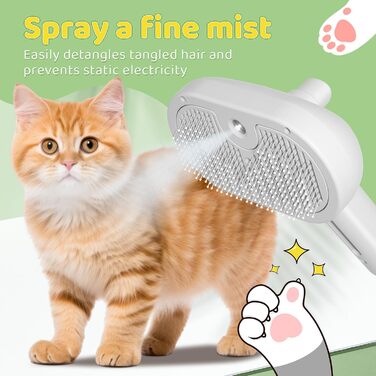 Щітка для котів та собак з парою, професійна для догляду за шерстю, біла