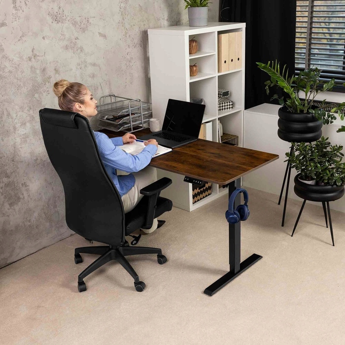 Електричний стіл для роботи Di Volio з регулюванням висоти, коричневий, 125x62 см