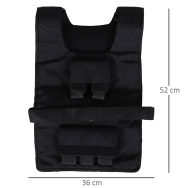 HOMCOM 30 kg Weight Training Vest - Adjustable Weight Vest for Strength Training, Oxford and Iron, Black, 36x52cm