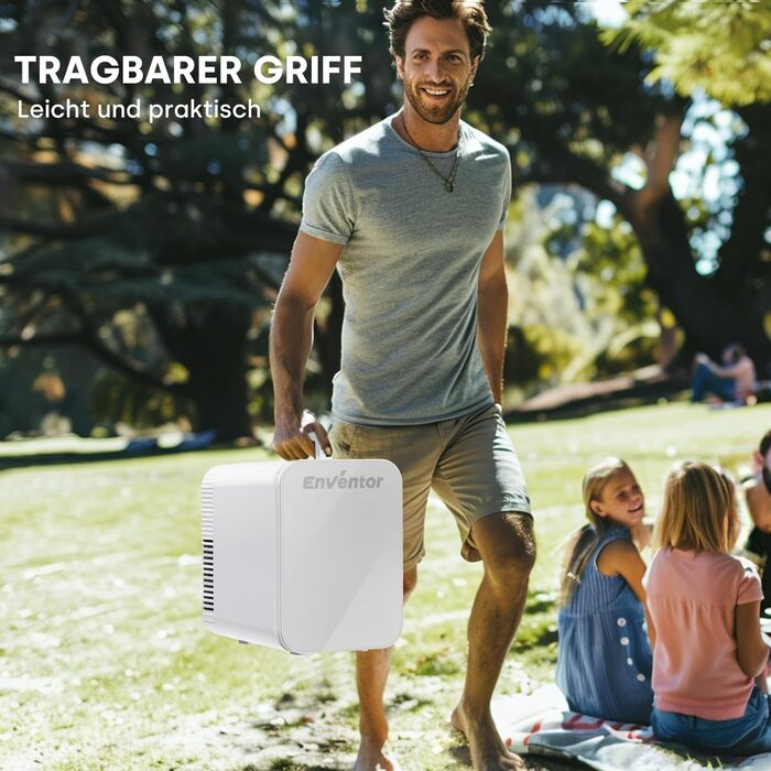 Mini холодильник Enventor 10L з двома режимами (охолодження/нагрівання), 12V/220V, для авто, кімнати, офісу, косметики, тихий