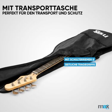 MAX GigKit Бас-гітара: Комплект для гри, підсилювач, аксесуари, 21 лад, чорний
