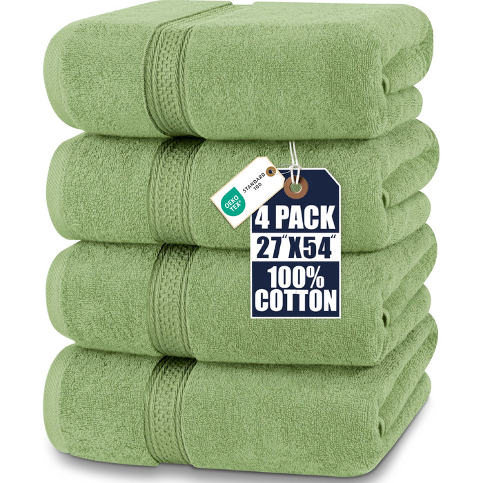 Набір банних рушників Utopia Towels (4 шт.), 69 x 137 см, шавлієвий зелений, 100% бавовна, висока поглинальна здатність