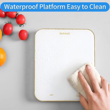 Кухонні ваги Homebuds 15 кг, цифрові, з LED-дисплеєм, точність 1 г/0,1 унції, для випічки та приготування їжі, скло, 3 AAA батарейки в комплекті
