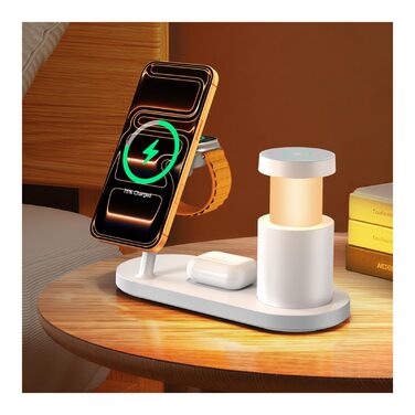 GEEKERA 25W Бездротова зарядка 4-в-1 MagSafe для iPhone 17/16/15/14/13/12, Apple Watch, AirPods + Блок живлення 45W (білий)