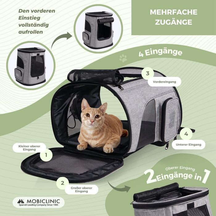 Рюкзак для котів та собак Mobiclinic® Pets Thor, сучасний, складний, з сітчастими вікнами, аксесуарами, подвійними ручками, регульований, 30x25x40 см