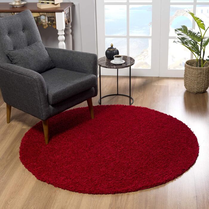 Килимок для вітальні Impression - екологічний сертифікований килим, суцільний колір, розмір 80x150 (Червоний, діаметр 120 см)