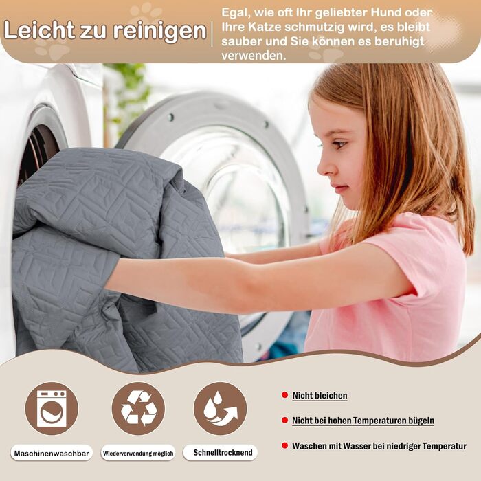 Водонепроникний килимок для собак GYURO, двосторонній, міцний, для дивану та ліжка, можна прати, для собак та котів (77*178CM, 208*208CM), сірий