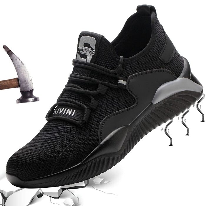 Робочі черевики / захисні черевики для чоловіків та жінок. Легкі, з металевим підноском, дихаючі, неслизькі, спортивного стилю, чорного та сірого кольорів, розміри 36-46 EU.