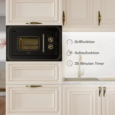 Мікрохвильова піч Klarstein Victoria 20 - вбудована, 20 л, 800 Вт, 1000 Вт гриль, 3 функції, нержавіюча сталь, з рамкою, чорна