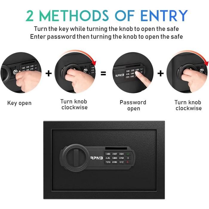 Електронний сейф RPNB Luxus Tresor з кодовим замком, 51 л – для дому, офісу, готелю, зберігання грошей та коштовностей