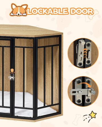 Клітка для собак EUGAD, собача будка для дому, металева, 111x67x60 см, з подушкою