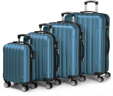 Набір валіз LALAHO 3/4/5 шт. з косметичками, ABS, для подорожей, ручна поклажа (Marineblau-4)