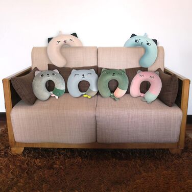 Дитяче подушечка для шиї Memory Foam, U-подібна подушка для подорожей (літак, авто, поїзд), знімний чохол (рожева)