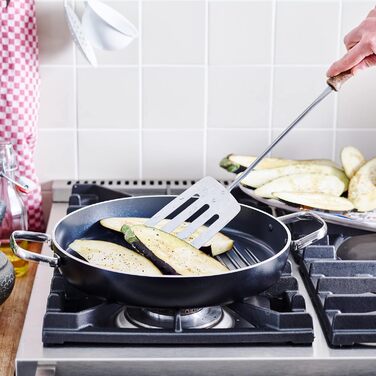 GreenPan Essentials кругла гриль-сковорода 28 см, керамічне антипригарне покриття, без PFAS, для індукції, для посудомийки, чорна