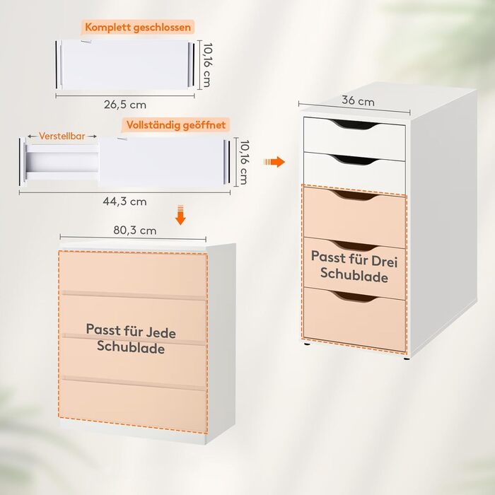 Lifewit 8-Piece Plastic Drawer Dividers for Internal Lengths 27-40cm & Height >10.5cm Drawers, Adjustable Organization System for Wardrobe/Bedroom/Dresser/Kitchen/Office, White