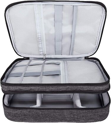 Водонепроникна сумка-органайзер для кабелів та електроніки Ruyosn. Двошарова сумка для кабелів, Power Bank та аксесуарів. Сіра, універсальний розмір.