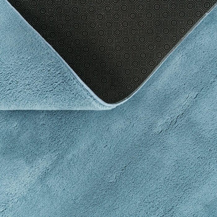 Килимок для вітальні TT Home Kurzflor: короткий ворс, антиковзаюча підкладка, однотонний, сучасний, машинне прання, світло-блакитний, 200x200 см