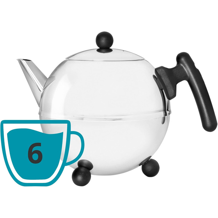 Bredemeijer Teapot 1.2 L matte black double-walled Duet Bella Ronde