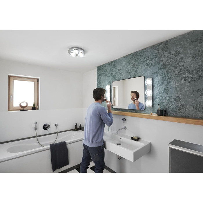 LEDVANCE Smart LED Bathroom Lamp Chrome, 18W, 1800LM, 3000-6500K, 30cm, IP44, Orbis Round Wall Light, Bathroom Light with Wi-Fi Technology, Dimmable, Controllable via App and Voice Assistants