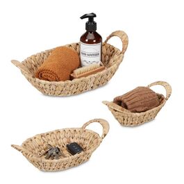 Relaxdays Set of 3 Storage Baskets - Water Hyacinth