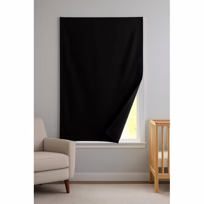 Curtains with suction cups, for home or travel, black