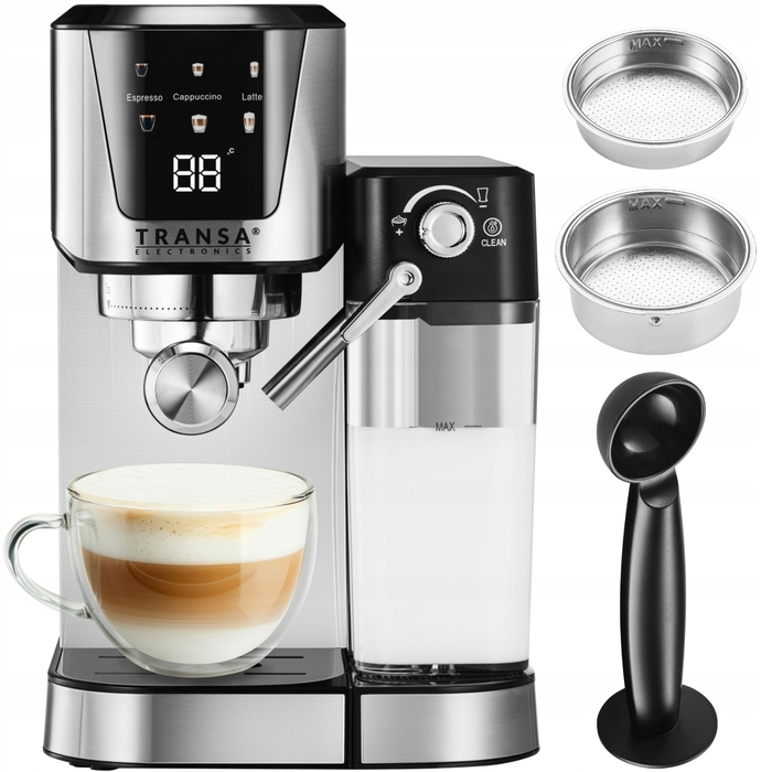 Рістковий кавомашина Transa Electronics 1350 Вт, 20 бар, срібляста