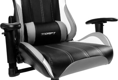 Ігрове крісло DRIFT DR175GRAY, професійне, екошкіра, 2D підлокітники, клас 4, поворотне, чорне/сіре