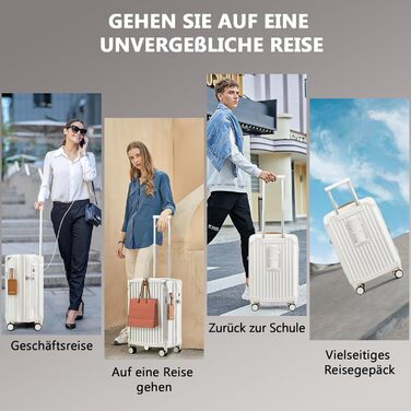 Чемодан Joyway ABS, розширюваний, з TSA замком та 4 колесами, набір: великий та невелика валіза + сумка для туалетних речей, зелений (білий, 56 см, ручна поклажа)