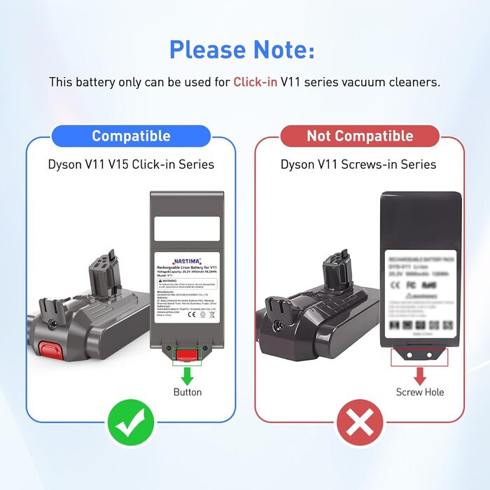 Акумулятор NASTIMA 25,2V 3900mAh Li-ion для пилососів Dyson V11, V15 (970425-01, 970938-01)