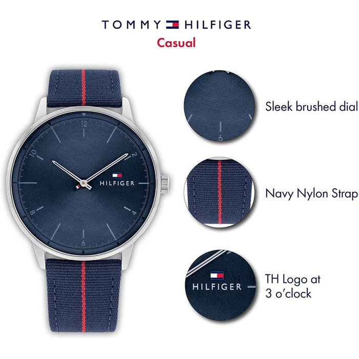 Чоловічий годинник Tommy Hilfiger 1791844 з синім нейлоновим ремінцем - кварцовий