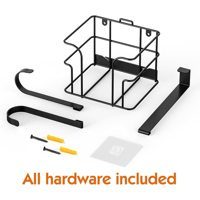 Настінна вішалка для одягу та праски, чорна. Підходить для пральні, прасувальної кімнати. Настінний тримач для праски та одягу.