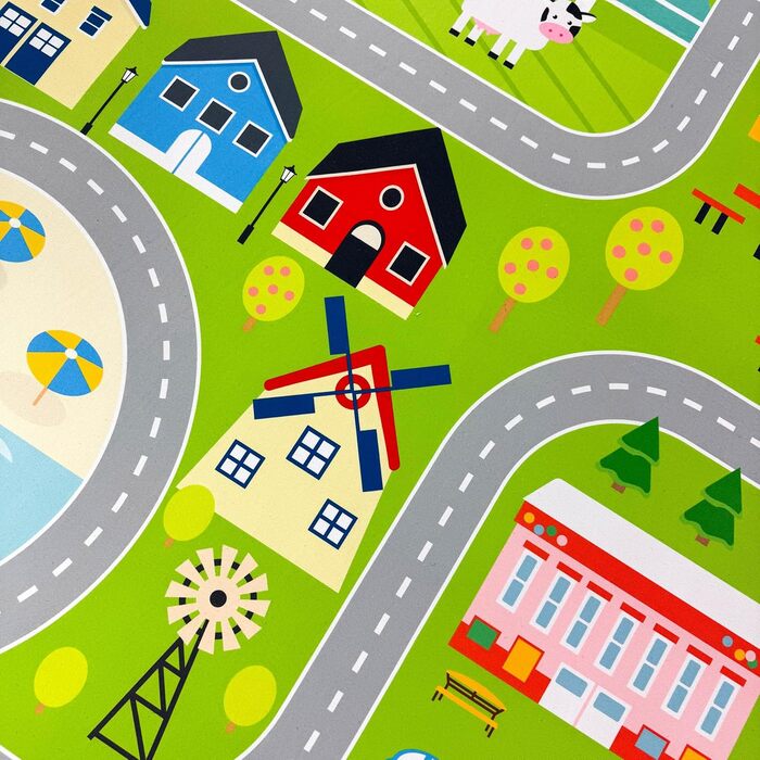 Дитячий килим Teppich-Traum з міською панорамою, сірий, 80x150 см (прямокутний, зелений)