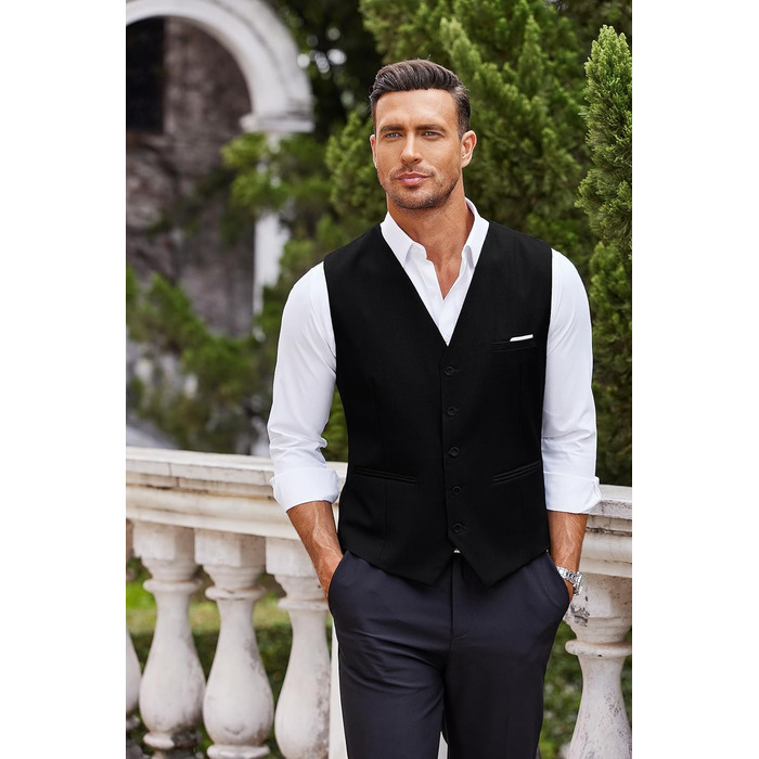 Костюмний жилет чоловічий COOFANDY, Slim fit, чорний, для вечірки та офісу