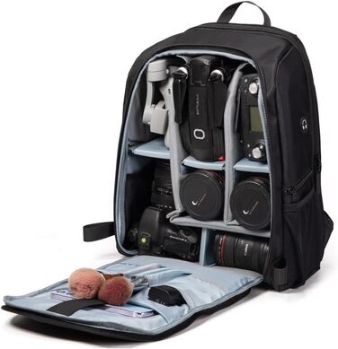 Рюкзак для камери Horfccid 23L, сумісний з DSLR, ноутбуком 15.6'' та штативом (Чорний)