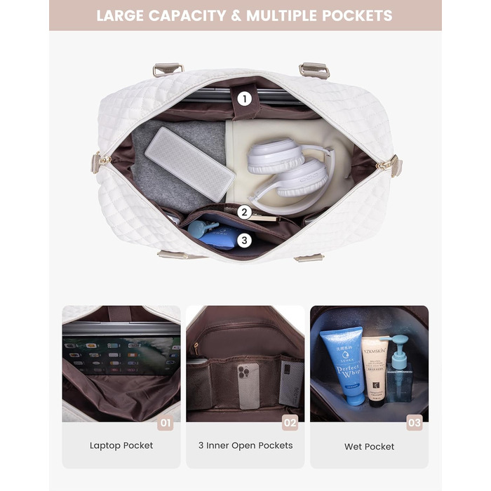 Спортивна сумка LOVEVOOK для жінок, велика ручна поклажа, дорожня сумка-дуffel, містка для подорожей, сімейна, для фітнесу, басейну, лікарні, догляду за дитиною (2 шт., бежевий, рожевий)