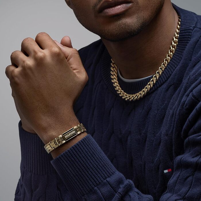 Браслет Tommy Hilfiger чоловічий з застібкою-карабіном, сталь/золото (Gold Collection)