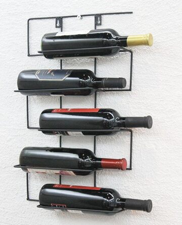 DanDiBo Wine Rack Wall-Mounted Metal Bottle Holder Bottle Stand Wall Shelf Cinco 53 cm HX13615
