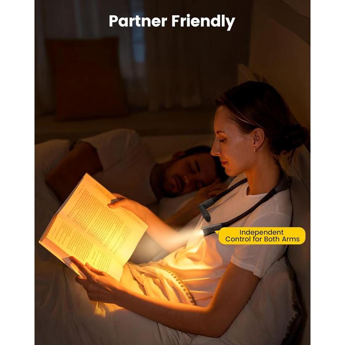 Настільна лампа Glocusent для читання в ліжку, 5 кольорів, регульована яскравість, акумулятор 100 годин, для читання, рукоділля, ремонту