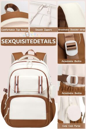 Шкільний рюкзак Aryan для жінок, 17 дюймів, легкий, з відділенням для ноутбука, сумка для жінок, підлітків, дівчаток та хлопців, для подорожей, навчання та роботи (колір: коричневий)