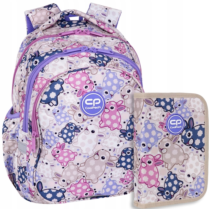 Великий багатокамерний шкільний рюкзак CoolPack (A4), білий багатоколірний