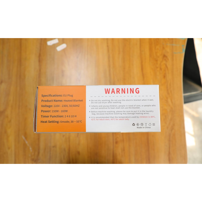 Електрична гріюча ковдра TOHDNC 180x150 см, фланель, 6 режимів нагріву, таймер, захист від перегріву