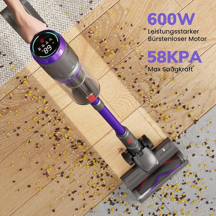 Бездротовий акумуляторний пилосос NOVAX T80 Flex: потужність 600W, 58000Pa, час роботи 75 хвилин, міні-насадка FurTornado™, гнучке з'єднання, самостійна підставка, для килима, твердих поверхонь, шерсті тварин, щітка від кліщів.