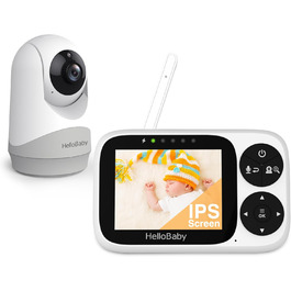 Дитячий відеоняня HelloBaby з камерою, 3.2' LCD, бездротовий монітор з нічним баченням, контролем температури та двостороннім зв'язком (1 камера)